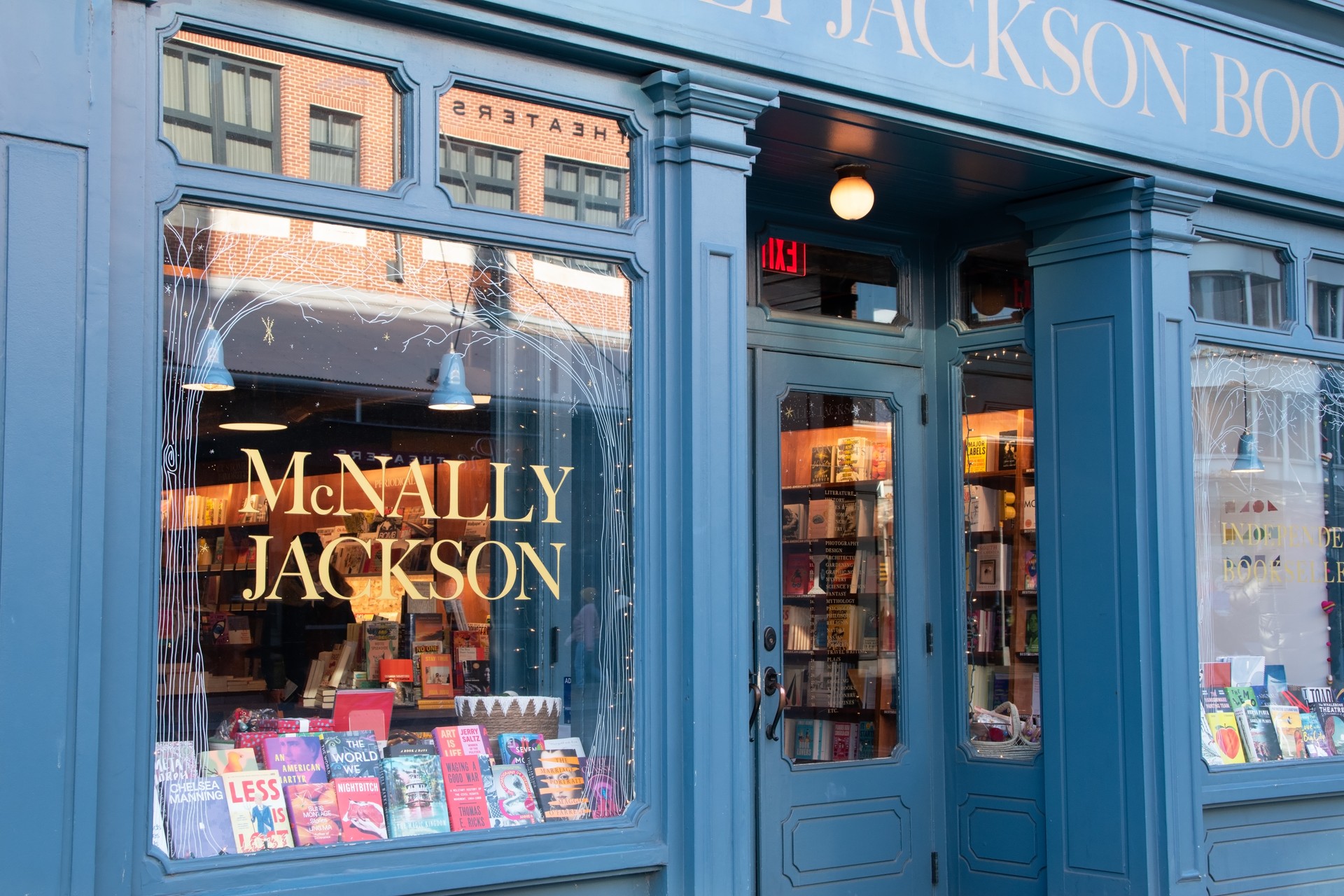 Manhattan, NYC, NY, USA, bookstore showcase, education, school, study, reading fiction concept. Abstract background, old cozy shop window